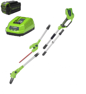 GREENWORKS 2-in-1 POLE SAW/HEDGE TRIMMER KIT 40v